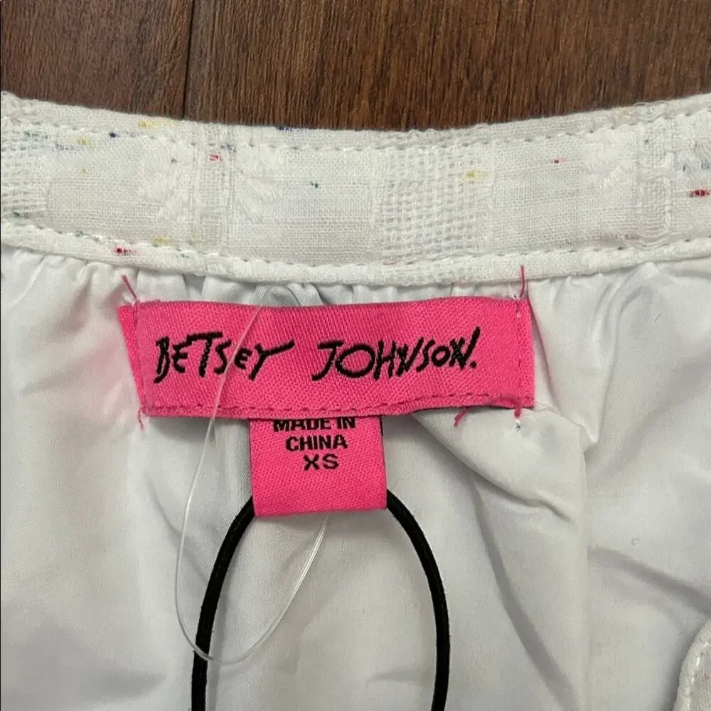 Betsey Johnson Spectator Tiered Midi Dress, White & Colored Speckles SizeXS, NWT - Picture 14 of 16